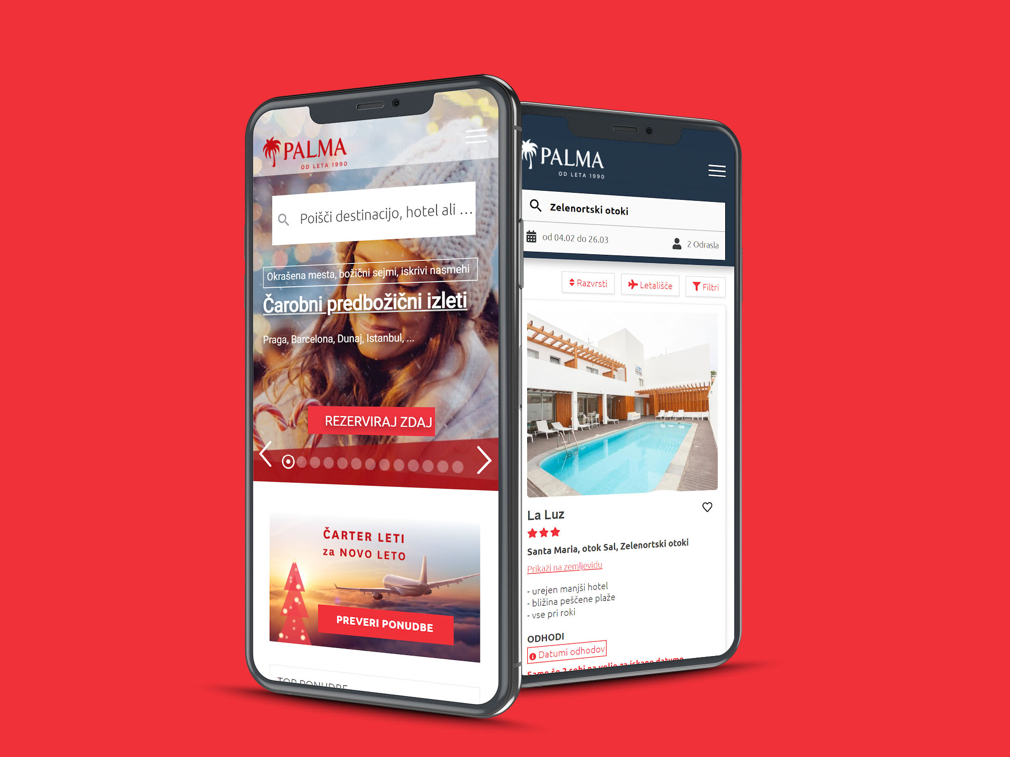 Palma travel agency website on laptop and mobile